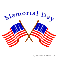 2 American flags and the words Memorial day