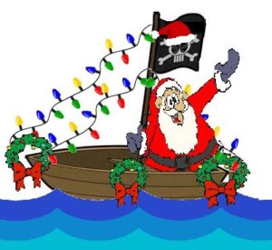 Santa in a decorated boat